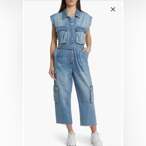 NWT BLANKNYC Sleeveless Denim Cargo Jumpsuit Size Small